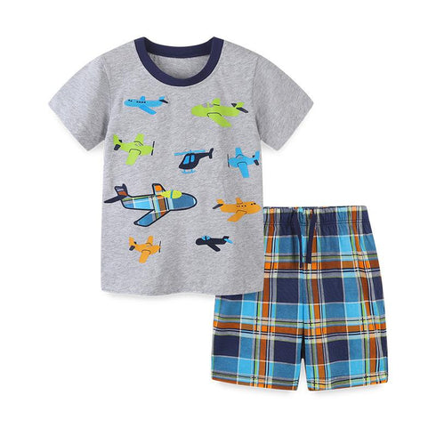 Summer Boys Airplane Short Sleeve Set